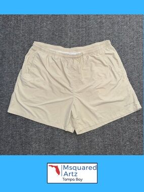 Columbia PFG Omni-Shade Men’s XXL Khaki Fishing Shorts Elastic Waist Outdoor